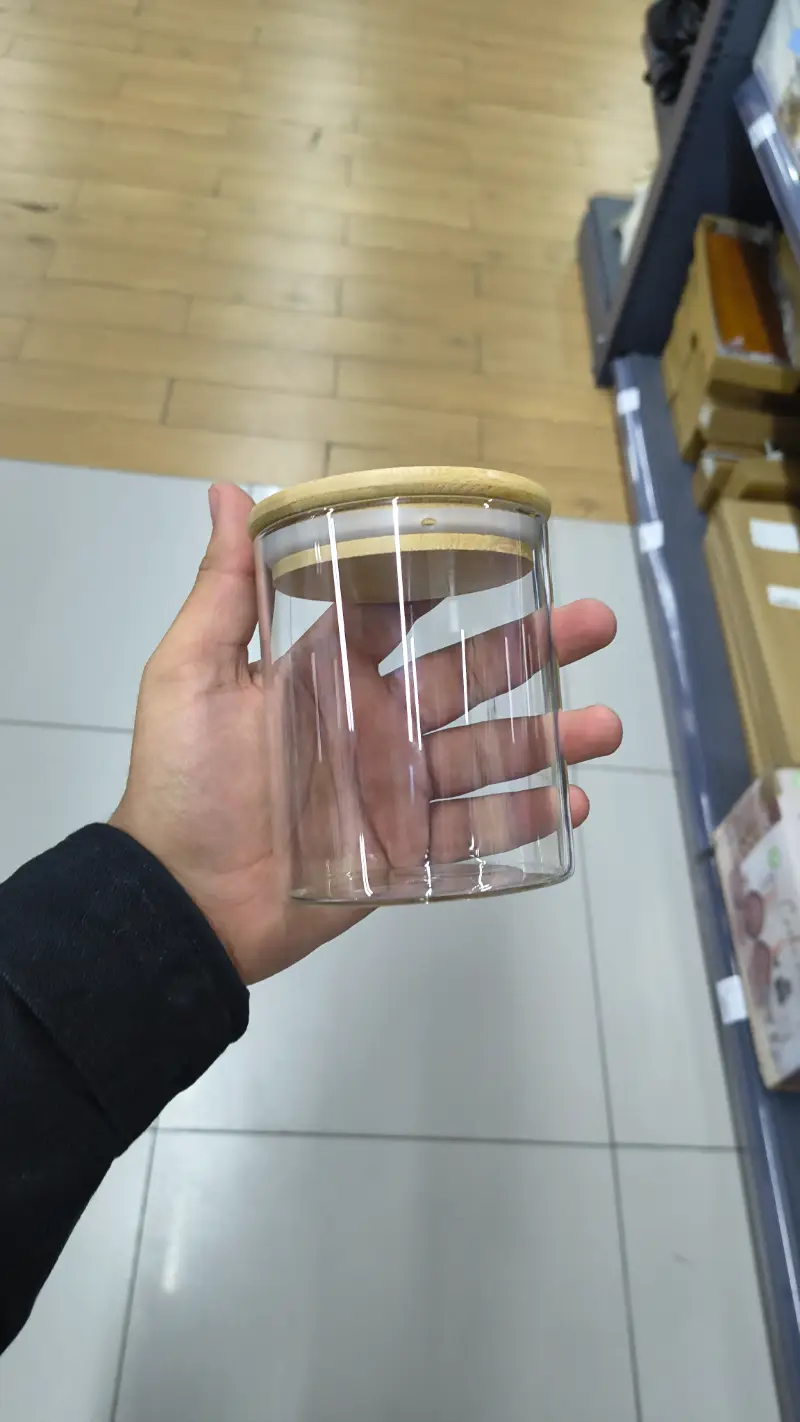 Frasco de Vidrio con Tapa de Bambú